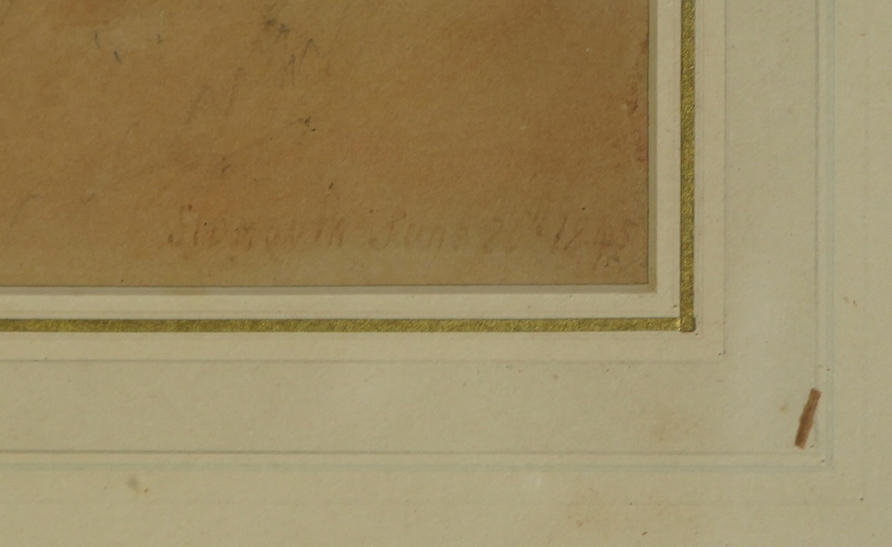 Follower of David Roberts, watercolour, ‘Sidmouth’, bears inscription and date, label verso, 25 x 54cm. Condition - fair